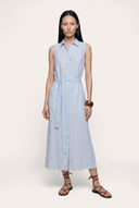 Sleeveless Striped Long Shirt Dress - 1