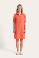 Short-Sleeved Linen Shirt Dress with side pockets - 1