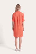 Short-Sleeved Linen Shirt Dress with side pockets - 2