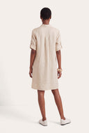 Short-Sleeved Linen Shirt Dress with side pockets - 2