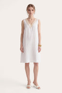 Relaxed A-line sleeveless dress with embellished V-neck - 1