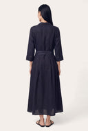 Regular fit long-sleeve Flared Linen Shirt Dress - 2