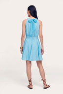 Regular fit sleeveless halter mini dress with bow closure - 2