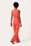 Regular fit sleeveless wide-leg jumpsuit with belted waist - 2
