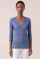 Soft Faded 3/4 Jersey Linen T-Shirt - INK SOFT F - 35649 - 1