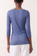 Soft Faded 3/4 Jersey Linen T-Shirt - INK SOFT F - 35649 - 3