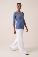 Soft Faded 3/4 Jersey Linen T-Shirt - INK SOFT F - 35649 - 2