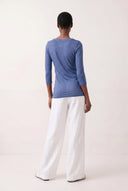 Soft Faded 3/4 Jersey Linen T-Shirt - INK SOFT F - 35649 - 4