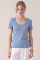 Round Neck Short-Sleeve Linen T-Shirt - PACIFIC SO - 35716 - 1
