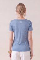 Round Neck Short-Sleeve Linen T-Shirt - PACIFIC SO - 35716 - 3