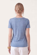 Round Neck Short-Sleeve Linen T-Shirt - PACIFIC SO - 35716 - 3