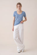Round Neck Short-Sleeve Linen T-Shirt - PACIFIC SO - 35716 - 2