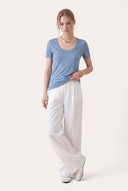 Round Neck Short-Sleeve Linen T-Shirt - 2
