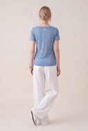 Round Neck Short-Sleeve Linen T-Shirt - PACIFIC SO - 35716 - 4