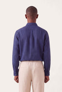 Regular Fit Linen Pocket Shirt - NAVY BLUE  - 35140 - 3