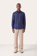 Regular Fit Linen Pocket Shirt - NAVY BLUE  - 35140 - 2