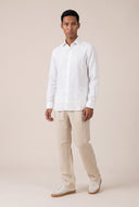 Classic Slim Fit Linen Shirt - WHITE - 36356 - 2