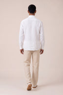 Classic Slim Fit Linen Shirt - WHITE - 36356 - 4