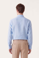 Classic Slim Fit Linen Shirt - SKY - 36357 - 3