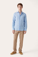 Classic Slim Fit Linen Shirt - SKY - 36357 - 2