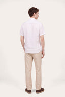 Short-Sleeved Regular Fit Linen Shirt - SUGAR SOFT - 35146 - 4