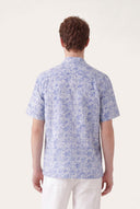 Short-Sleeved Regular Fit Printed Linen Shirt - WHITE - 33525 - 3