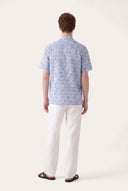 Short-Sleeved Regular Fit Printed Linen Shirt - WHITE - 33525 - 4