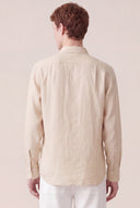 Short-Sleeved Longline Linen Shirt - SAFARI SOF - 35871 - 3
