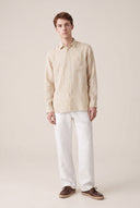 Short-Sleeved Longline Linen Shirt - SAFARI SOF - 35871 - 2