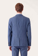 Two Button Slim Fit Tailored Linen Blazer - BLUE CHINA - 36363 - 4