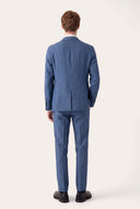 Two Button Slim Fit Tailored Linen Blazer - BLUE CHINA - 36363 - 3