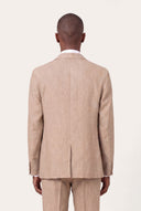 Two Button Slim Fit Tailored Linen Blazer - NATURAL - 36364 - 3