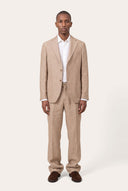 Two Button Slim Fit Tailored Linen Blazer - NATURAL - 36364 - 2