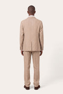 Two Button Slim Fit Tailored Linen Blazer - NATURAL - 36364 - 4