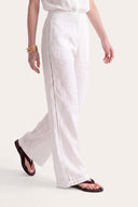 Openwork Detail Wide-Leg Linen Trousers - 1