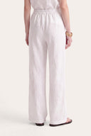 Openwork Detail Wide-Leg Linen Trousers - WHITE - 33611 - 3