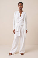 Relaxed Fit Open-Knit Long-Line Cardigan - WHITE - 35185 - 2