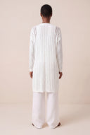 Relaxed Fit Open-Knit Long-Line Cardigan - WHITE - 35185 - 4