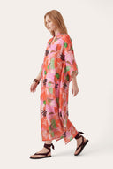 Oversized Printed V-Neck Kaftan Dress - WASHED-PIN - 35713 - 1