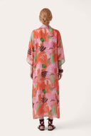 Oversized Printed V-Neck Kaftan Dress - WASHED-PIN - 35713 - 3