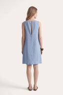Relaxed A-line sleeveless dress with embellished V-neck - PLACID BLU - 35895 - 4