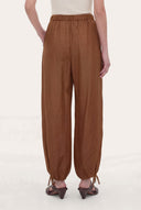 Linen Cotton Drawstring Ankle-Tie Pants - TERRA - 36227 - 3