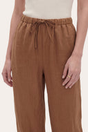 Linen Cotton Drawstring Ankle-Tie Pants - TERRA - 36227 - 4