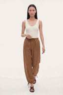 Linen Cotton Drawstring Ankle-Tie Pants