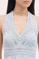 Crochet Detail Linen Sleaveless Dress