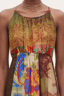 Artistic Patchwork Print Sleeveless Dress