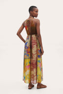 Artistic Patchwork Print Sleeveless Dress