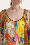 Artistic Patchwork Print Kaftan Dress