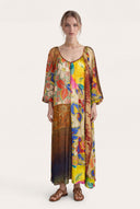 Artistic Patchwork Print Kaftan Dress