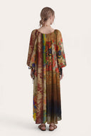 Artistic Patchwork Print Kaftan Dress